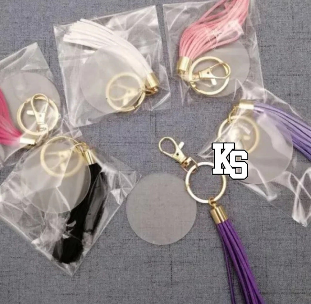 Custom Round Acrylic Keychain with Long Tassel