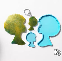 Load image into Gallery viewer, Woman with Afro Coaster and Keychain Molds
