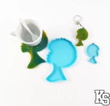 Load image into Gallery viewer, Woman with Afro Coaster and Keychain Molds
