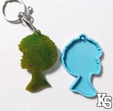 Load image into Gallery viewer, Woman with Afro Coaster and Keychain Molds
