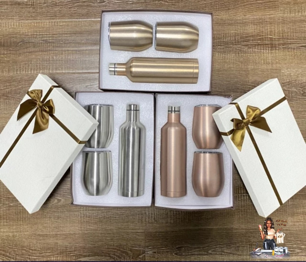 3 Piece Blank Wine/Water Bottle and Cup Sets