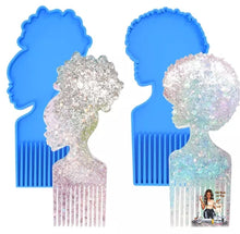 Load image into Gallery viewer, Large silicon mold of Afro woman hair pick
