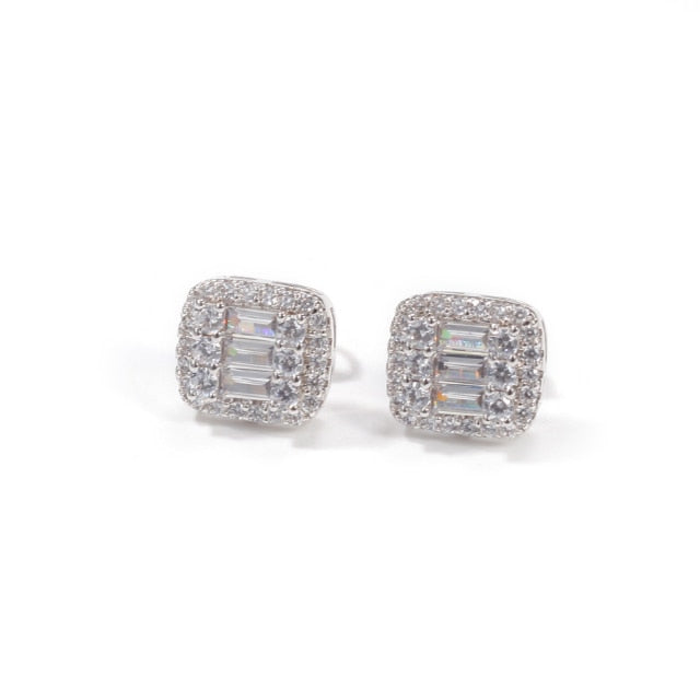 Baguette Earrings 8x10mm Micro Paved Cubic Zircon