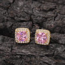 Load image into Gallery viewer, Square Zirconia Pink Earrings
