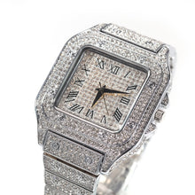 Load image into Gallery viewer, Square Full Iced Out Watches Men Stainless Steel Fashion Luxury Rhinestones Quartz Square
