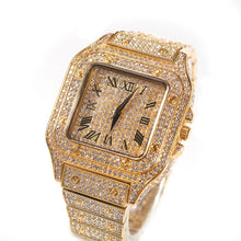 Load image into Gallery viewer, Square Full Iced Out Watches Men Stainless Steel Fashion Luxury Rhinestones Quartz Square
