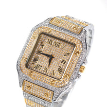 Load image into Gallery viewer, Square Full Iced Out Watches Men Stainless Steel Fashion Luxury Rhinestones Quartz Square
