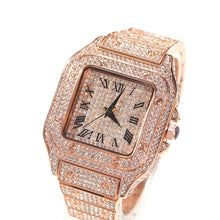 Load image into Gallery viewer, Square Full Iced Out Watches Men Stainless Steel Fashion Luxury Rhinestones Quartz Square
