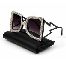 Load image into Gallery viewer, Oversize Sunglasses Women Big Wide Temple Bling Stones Fashion Shades UV400 Vintage
