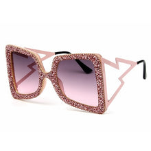 Load image into Gallery viewer, Oversize Sunglasses Women Big Wide Temple Bling Stones Fashion Shades UV400 Vintage
