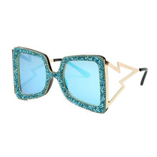 Load image into Gallery viewer, Oversize Sunglasses Women Big Wide Temple Bling Stones Fashion Shades UV400 Vintage
