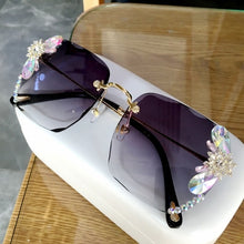 Load image into Gallery viewer, New Fashion Vintage Square Luxury Glasses Rimless Rhinestone Sunglasses
