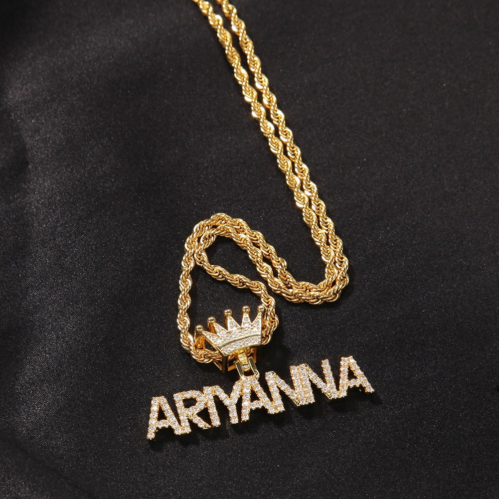 Name Necklace Mini Letter With Crown