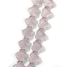 Load image into Gallery viewer, 15mm Heart Bracelet Pink With CZ Micro Paved Iced Out Cubic Zirconia
