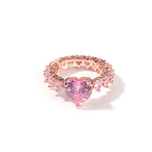 Load image into Gallery viewer, Heart Rings Full Bling Iced Out
