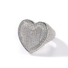 Load image into Gallery viewer, Heart Ring Full Iced Out  AAA Cubic Zirconia Micro Paved Bling
