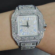 Load image into Gallery viewer, Square Full Iced Out Watches Men Stainless Steel Fashion Luxury Rhinestones Quartz Square
