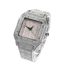 Load image into Gallery viewer, Square Full Iced Out Watches Men Stainless Steel Fashion Luxury Rhinestones Quartz Square
