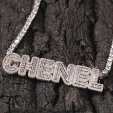 Load image into Gallery viewer, Name Necklace Baguette Letters With Tennis Chain Full Iced Out Zircon
