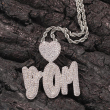 Load image into Gallery viewer, Name Necklace With Heart Clasp Double Layers Cursive Iced Out CZ
